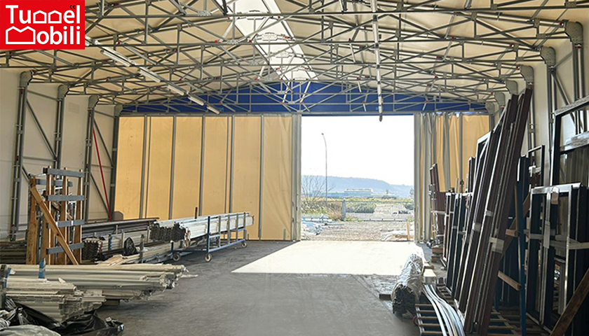 Interno della copertura in pvc montata in Calabria